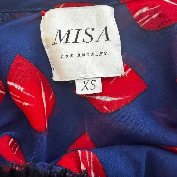 Misa Los Angeles Blue and Red Printed Dress Size XS - Picture 6 of 7
